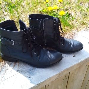 Combat Boots, Laced and Zippered, Black (size 9)